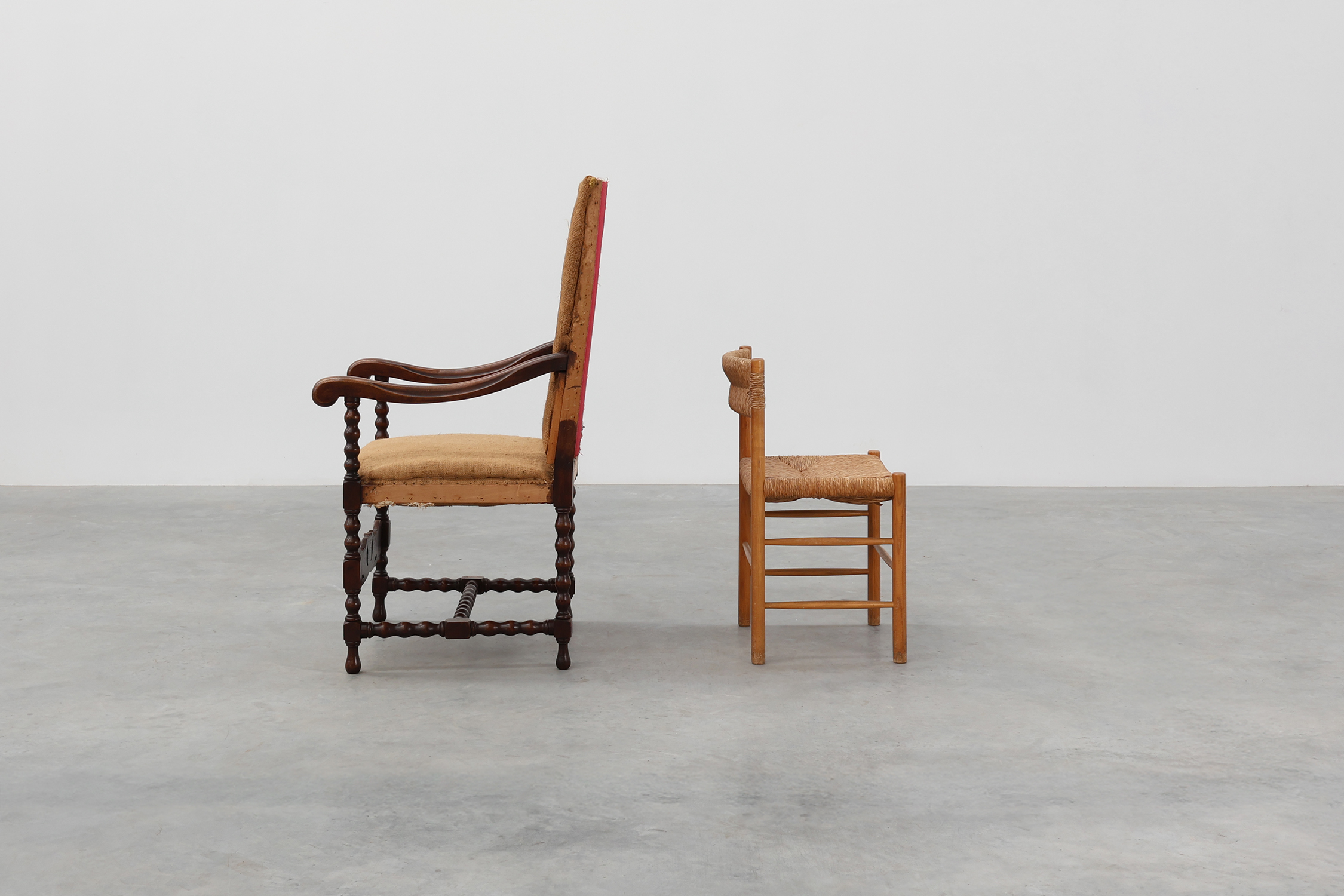 18th-Century Belgian Baroque Armchair in Wood and Leather, Louis XIV Periodthumbnail